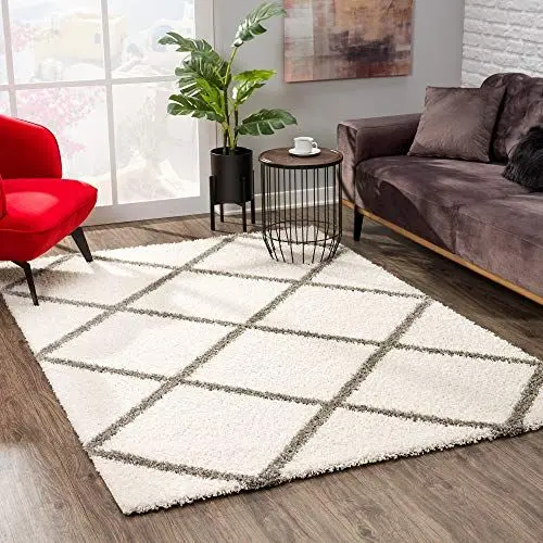 Produktbild: SANAT Madrid Shaggy Teppich - Hochflor Teppiche für Wohnzimmer, Schlafzimmer, Küche - Creme, Größe: 140x200 cm