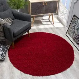 Produktbild: SANAT Teppich Rund - Rot Hochflor, Langflor Modern Teppiche fürs Wohnzimmer, Schlafzimmer, Esszimmer oder Kinderzimmer, Größe: 80x80 cm