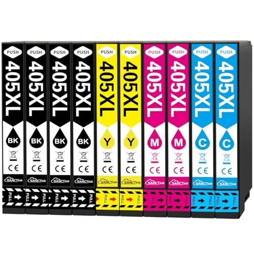 Produktbild: SANCTink 405XL Druckerpatronen 405 Patronen für Epson Workforce Pro WF-3820DWF WF-4830DTWF - 3825DWF 4820DWF 4825DWF WF-7830DTWF WF-7835DTWF WF-7840DTWF Drucker, 10 Pack