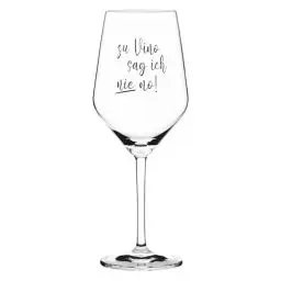Produktbild: Sand & Soda 9500014 Modernes Weinglas mit trendigem Spruch zu vino sag ich nie no, mit Geschenkbox – Made in Germany