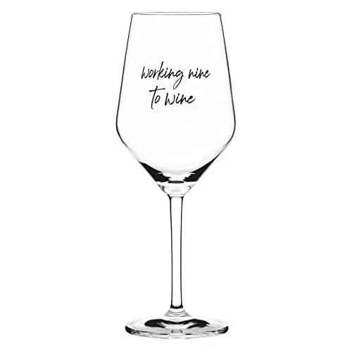Produktbild: Sand & Soda 9500015 Modernes Weinglas mit trendigem Spruch working nine to wine Geschenkbox – Made in Germany