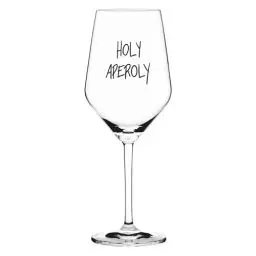 Produktbild: Sand & Soda 9500016 Modernes Weinglas mit trendigem Spruch Holy Aperoly, in Geschenkbox – Made in Germany