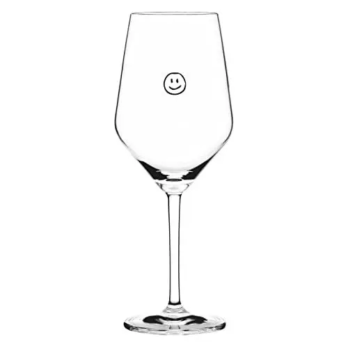 Produktbild: Sand & Soda 9500018 Modernes Weinglas mit trendigem Motiv Smiley, Geschenkbox – Made in Germany