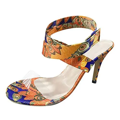 Produktbild: Sandale Damen Sandaletten Schlappen Kinder Damen-Fersenhaken, Schleife, sexy, hochfarbige Zeichenschuhe, Damen-Sandalen, lässige Damen-High-Heels Sandalen Mit Fussbett Damen Mules Damen (Orange, 40)