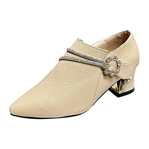 Produktbild: Sandalen Damen Dicke Ferse Pailletten Heißer Mittlerer Absatz Reißverschluss Schuhe Fliege Große Schuhe Sandalen Damen Escarpins Femme Talon Carré Femme Sandales Pantoufles Femme (Khaki, 39)