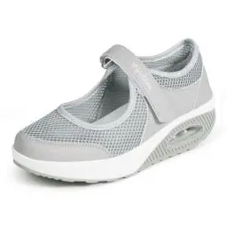 Produktbild: Sandalen Damen Freizeitschuhe Keilabsatz Leicht Walking Schuhe Plateau Turnschuhe Mesh Fitness Sneaker Laufschuhe Sommer Atmungsaktiv Espadrilles E-Grau EU40