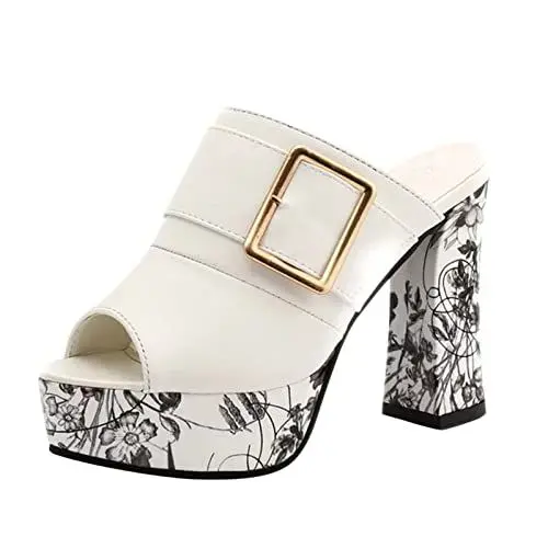 Produktbild: Sandalen Damen Mit Absatz Sexy Hohe Schuhe Flip Flop Sandalen Damen Sommerschuhe Damen Sandalen Damen Mit Absatz Geschlossene Sandalen Damen High Heels Weiß Sommer Sandalen Damen