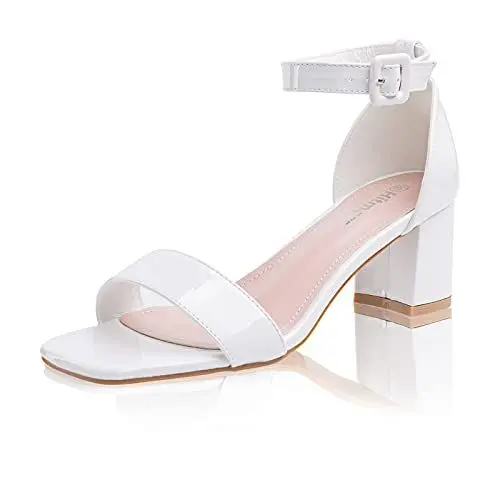 Produktbild: Sandalen Damen mit Absatz Sandaletten Plateau Sommer Knöchelriemen Sommerschuhe Frauen Blockabsatz Slingback Elegant Bequem 1 Weiß (5) Größe 40 EU