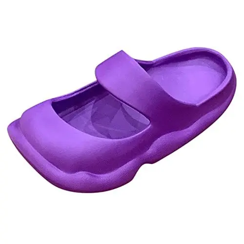 Produktbild: Sandalen KorkfußBett Damen Schlappen Herren Atmungsaktive flache Rutschen für Frauen zum Hineinschlüpfen in großen Größen geschlossene runde On Cloud Schuhe Herren Badeschlappen MäDchen (Purple, 40)