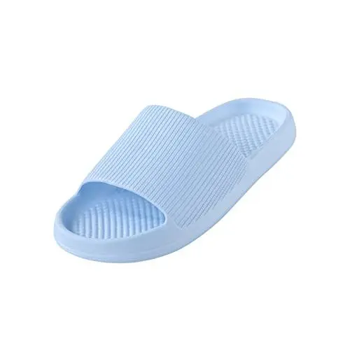 Produktbild: Sandalen KorkfußBett Damen Schlappen Herren Hausschuhe für Männer und Frauen, flache, rutschfeste Badesandalen und Hausschuhe Schuhe Damen Sandalen Wolkenschuhe MäNner (Light blue, 36-37)