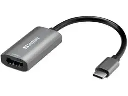 Produktbild: Sandberg HDMI Capture Link to USB-C, 4K-HDMI-zu-USB-C-Adapter, Full-HD 1080p 30 FPS, Video Adapter für Streaming TV Switch Xbox PS4 Gaming Videos, HDMI-zu-USB-C-Link, Unterstützt Audiosignal