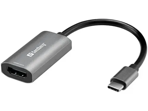 Produktbild: Sandberg HDMI Capture Link to USB-C, 4K-HDMI-zu-USB-C-Adapter, Full-HD 1080p 30 FPS, Video Adapter für Streaming TV Switch Xbox PS4 Gaming Videos, HDMI-zu-USB-C-Link, Unterstützt Audiosignal