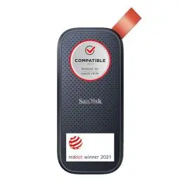 Produktbild: SanDisk Portable SSD 2 TB (externe Festplatte mit SSD Technologie 2,5 Zoll, 520 MB/s Übertragungsraten, robustes Laufwerk, robuste Befestigungsschlaufe aus strapazierfähigem Gummi) grau