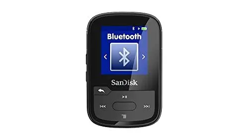 Produktbild: SanDisk Clip Sport Plus MP3 Player 32 GB (Bluetooth, 20 Stunden Akkulaufzeit, leicht, Kopfhörer, FM- Funk, bis zu 8.000 Songtitel) Schwarz, 32GB