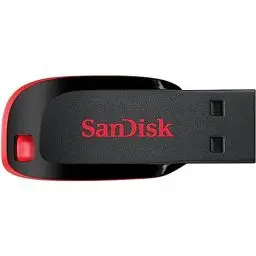 Produktbild: SanDisk Cruzer Blade USB-Flash-Laufwerk 32 GB (USB-Stick, Speicher für wichtige persönliche Dateien, Musik und Videos sichern, USB 2.0, Schlüsselanhängerfunktion) Schwarz/Rot