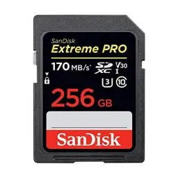 Produktbild: SanDisk Extreme PRO 256GB SDXC Memory Card up to 170MB/s, UHS-1, Class 10, U3, V30, Black