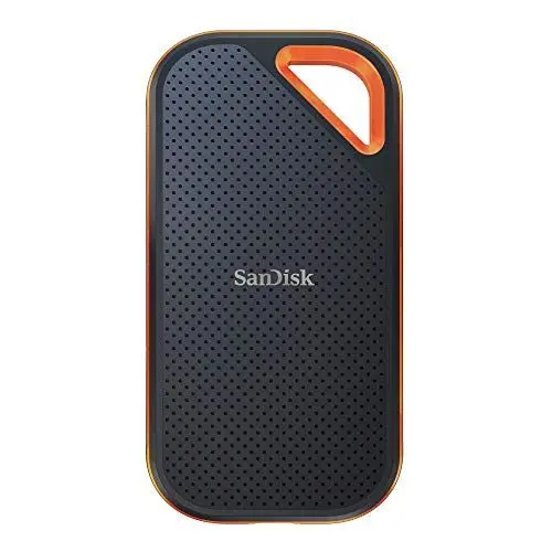 Produktbild: SanDisk Extreme PRO 2 TB NVMe SSD (tragbare, USB-C, bis zu 1050 MB/s Lesen und 1050 MB/s Schreiben, robust und wasserbeständig, Karabinerhaken))