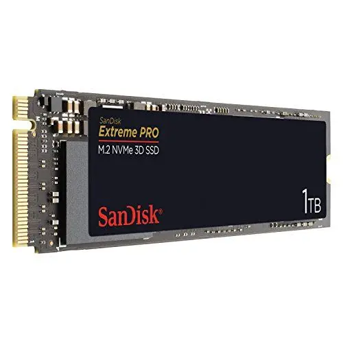Produktbild: SanDisk Extreme PRO M.2 NVMe 3D SSD 1 TB interne SSD (Lebensdauer von bis zu 600 TBW, 3D-NAND-Technologie, 3.400 MB/s Lesegeschwindigkeiten, 500.000 IOPS)