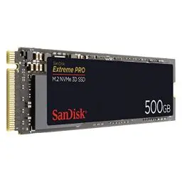Produktbild: SanDisk Extreme PRO M.2 NVMe 3D SSD 500 GB interne SSD (Lebensdauer von bis zu 300 TBW, 3D-NAND-Technologie, 3.400 MB/s Lesegeschwindigkeiten, 410.000 IOPS)