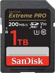 Produktbild: SanDisk Extreme PRO SDXC UHS-I Speicherkarte 1 TB (V30, Übertragungsgeschwindigkeit 200 MB/s, U3, 4K UHD Videos, SanDisk QuickFlow-Technologie, temperaturbeständig)