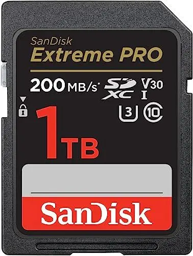 Produktbild: SanDisk Extreme PRO SDXC UHS-I Speicherkarte 1 TB (V30, Übertragungsgeschwindigkeit 200 MB/s, U3, 4K UHD Videos, SanDisk QuickFlow-Technologie, temperaturbeständig)