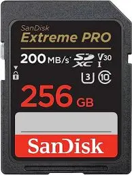 Produktbild: SanDisk Extreme PRO SDXC UHS-I Speicherkarte 256 GB (V30, Übertragungsgeschwindigkeit 200 MB/s, U3, 4K UHD Videos, SanDisk QuickFlow-Technologie, temperaturbeständig)