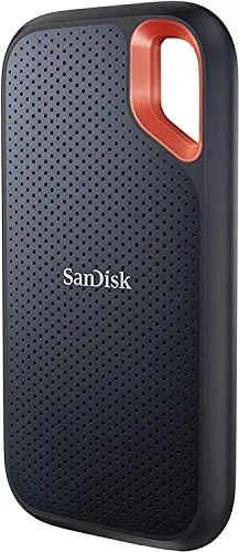 Produktbild: SanDisk Extreme Portable SSD 1 TB (tragbare NVMe SSD, USB-C, bis zu 1.050 MB/s Lesegeschwindigkeit und 1.000 MB/s Schreibgeschwindigkeit, wasser- und staubbeständig) Schwarz