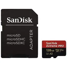 Produktbild: SanDisk Extreme Pro 128GB microSDXC Memory Card + SD Adapter with A2 App Performance + Rescue Pro Deluxe 170MB/s Class 10, UHS-I, U3, V30