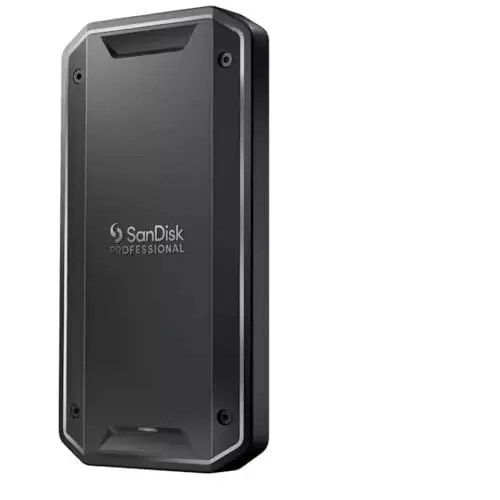 Produktbild: SanDisk PROFESSIONAL PRO-G40 SSD 2 TB (mobile SSD, exFAT formatiert, robuste NVMe SSD mit Thunderbol 3, USB-C, bis zu 3.000 MB/s Lesen, IP68 Gehäuse, staub- und wasserbeständig)