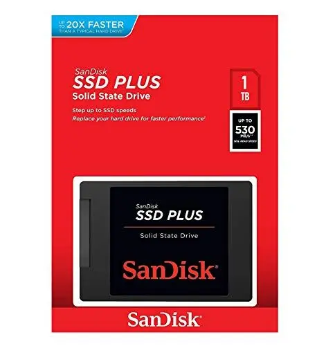 Produktbild: SanDisk SSD PLUS 1 TB Sata III 2.5 Inch Internal SSD, Up to 535 MB/s, Black