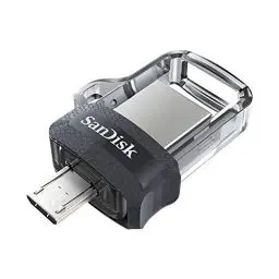 Produktbild: SanDisk Ultra Dual USB-Laufwerk m3.0 Smartphone Speicher 64 GB (Mobiler Speicher, USB m3.0, versenkbarer Doppelanschluss, 130 MB/s Übertragungsraten, USB 3.0 Laufwerk)