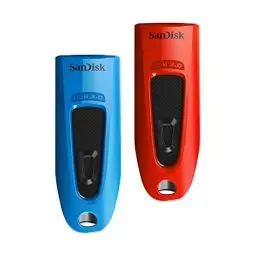 Produktbild: SanDisk Ultra USB 3.0 Flash- Laufwerk 32 GB (SecureAccess Software, Passwortschutz, Übertragungsgeschwindigkeit von bis zu 130 MB/s) Blau/Rot