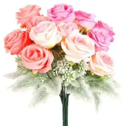 Produktbild: Sandiyago 15 Köpfe Seidenblumen Strauß DREI Farben, Künstliche Blumen, Hochzeitsstrauß, Kunstblumenstrauß, Brautstrauß, Party, Hochzeit, Tischdekoration, Heimdekoration