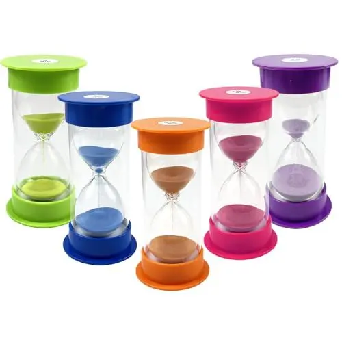 Produktbild: Sanduhr für Kinder, Sanduhr, sanduhren Set Kinder, Zeitmesser Sanduhren Buntes Sanduhren Set Sanduhren Eieruhren, Home Office Dekoration, 3, 5, 10, 15, 30 min (5 Stück)
