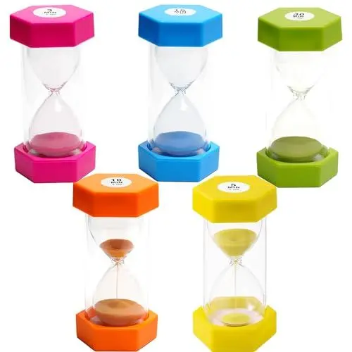 Produktbild: Sanduhr für Kinder, Timer, Sanduhr, Sanduhre, Küchentimer, Sanduhre, Sanduhren Set Kinder, Sanduhren Eieruhren 3 5 10 15 30 Minuten Timer für Kinder Schule, 5 Stück