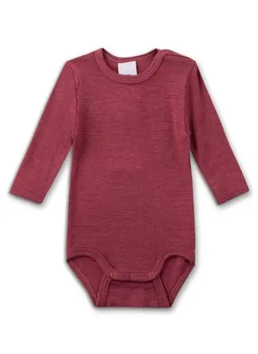 Produktbild: Sanetta Body Langarm Rot aus Merino-Wolle & Seide | Hochwertiger und nachhaltiger Body für Mädchen & Jungen aus Wolle-Seide-Mix. Baby Body 44