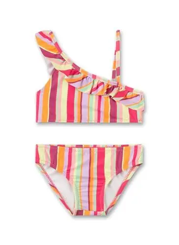 Produktbild: Sanetta Mädchen-Bikini bunt mit Streifen asymmetrisch | Bequemer und anschmiegsamer Bikini aus recyceltem Polyester für Mädchen. Bademode für Kinder