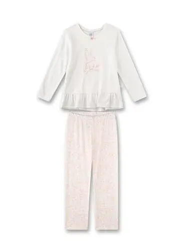 Produktbild: Sanetta Mädchen-Schlafanzug Beige | Hochwertiger und bequemer Schlafanzug aus Baumwoll-Modal-Mix für Mädchen. Langarm Schlafanzug mit Kolibri-Motiv | Pyjamaset für Mädchen