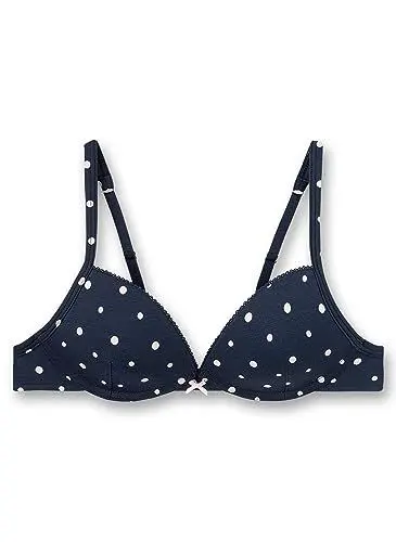 Produktbild: Sanetta Mädchen-Soft Cup Bra Dunkelblau Dots | Bequemer und angenehmer BH ohne Bügel für Mädchen aus einem Baumwoll-Mix. Unterwäsche für Mädchen 75A