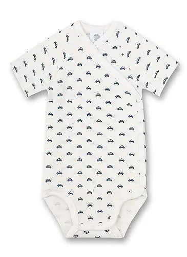 Produktbild: Sanetta Baby-Wickelbody kurzarm weiß Autos | Nachhaltiger und süßer Wickelbody für Jungen aus Bio-Baumwolle. Baby Wickelbody