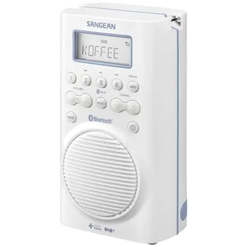 Produktbild: Sangean H-205D BT Wasserdichtes Duschradio (Bluetooth, DAB+, UKW-RDS, wasserdicht nach JIS7) weiß