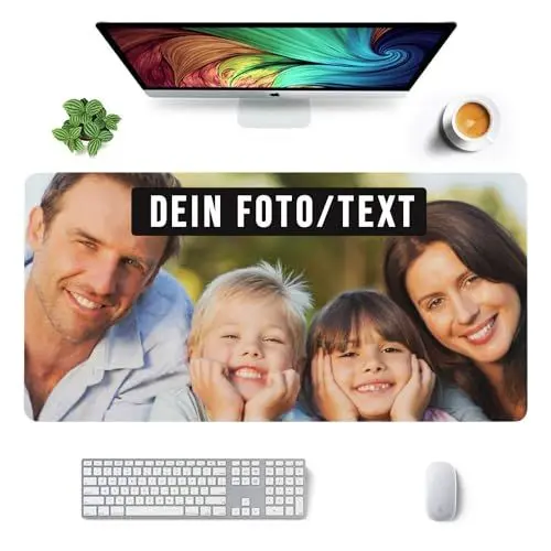 Produktbild: Sangkoo Personalisiert Gaming-Mauspad mit Foto Schreibtischunterlage große Mausmatte Tischunterlage Large Size mit genähten Kanten für Laptop Gaming 15 Größen(Personalisiertes Foto)