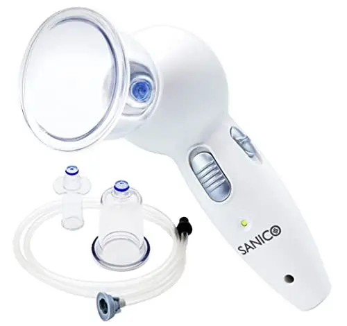 Produktbild: SANICO SKIN PERFECT Vakuum-Massager, elektrische Schröpf-Massage, Cellulite-Behandlung, intensive Saug-Massage mit 3 Saugglocken, individuell anpassbare Saugkraft