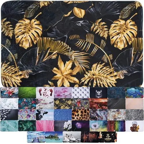 Produktbild: Sanilo Badteppich, viele schöne Badematten zur Auswahl, Badvorleger sehr weich und rutschfest, waschbar und schnelltrocknend (Golden Leaves, 70 x 110 cm)
