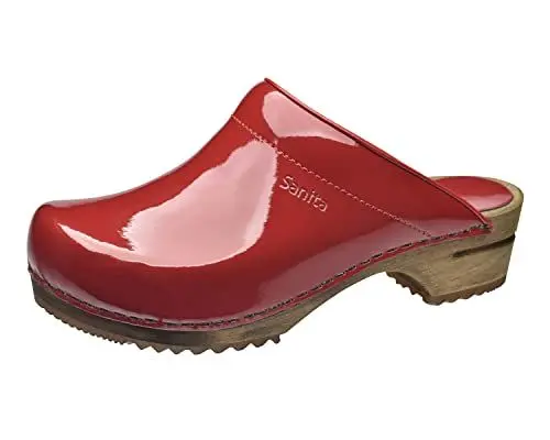Produktbild: Sanita Classic offener Clog, Lackleder | Original handgemacht | Leder-Holzclogs für Damen| 40 EU | Rot