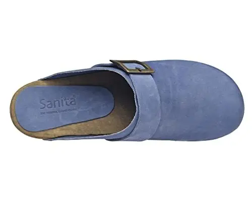Produktbild: Sanita Urban Offener Clog | Original handgemacht | Leder-Holzclogs für Damen | Nachhaltige Materialen | Taube blau | 40 EU