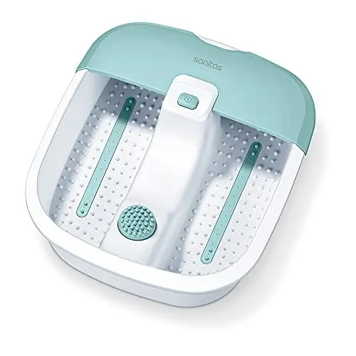 Produktbild: Sanitas SFB 07 Fußbad, Verwöhn-Massage für Zuhause mit Vibrations- & Sprudelmassage, Fußreflexzonenmassage, Wassertemperierung, zur Entspannung für strapazierte Füße, bis Schuhgröße 50