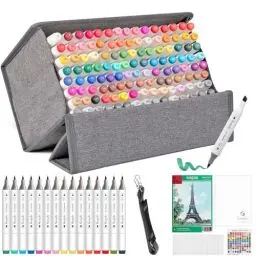 Produktbild: SANJOKI Art Markers 119 Farben und farbloser Mixer, Alkohol pinsel, doppelte Spitzen, Markierungsstift für Künstler und Studenten