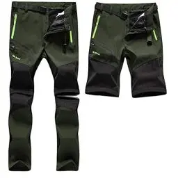 Produktbild: SANMIO Herren Wanderhose Zip Off Atmungsaktiv Wasserdicht Softshellhose Outdoor Funktionshose Trekkinghose Entfernbar Schnell Trockend (mit Gürtel) Grün, 3XL