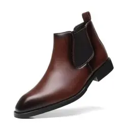 Produktbild: SANNAX Herren Chelsea Stiefel Boots Stiefeletten Business Formelle Mokassins Abendschuhe Formal(EU44,Braun)